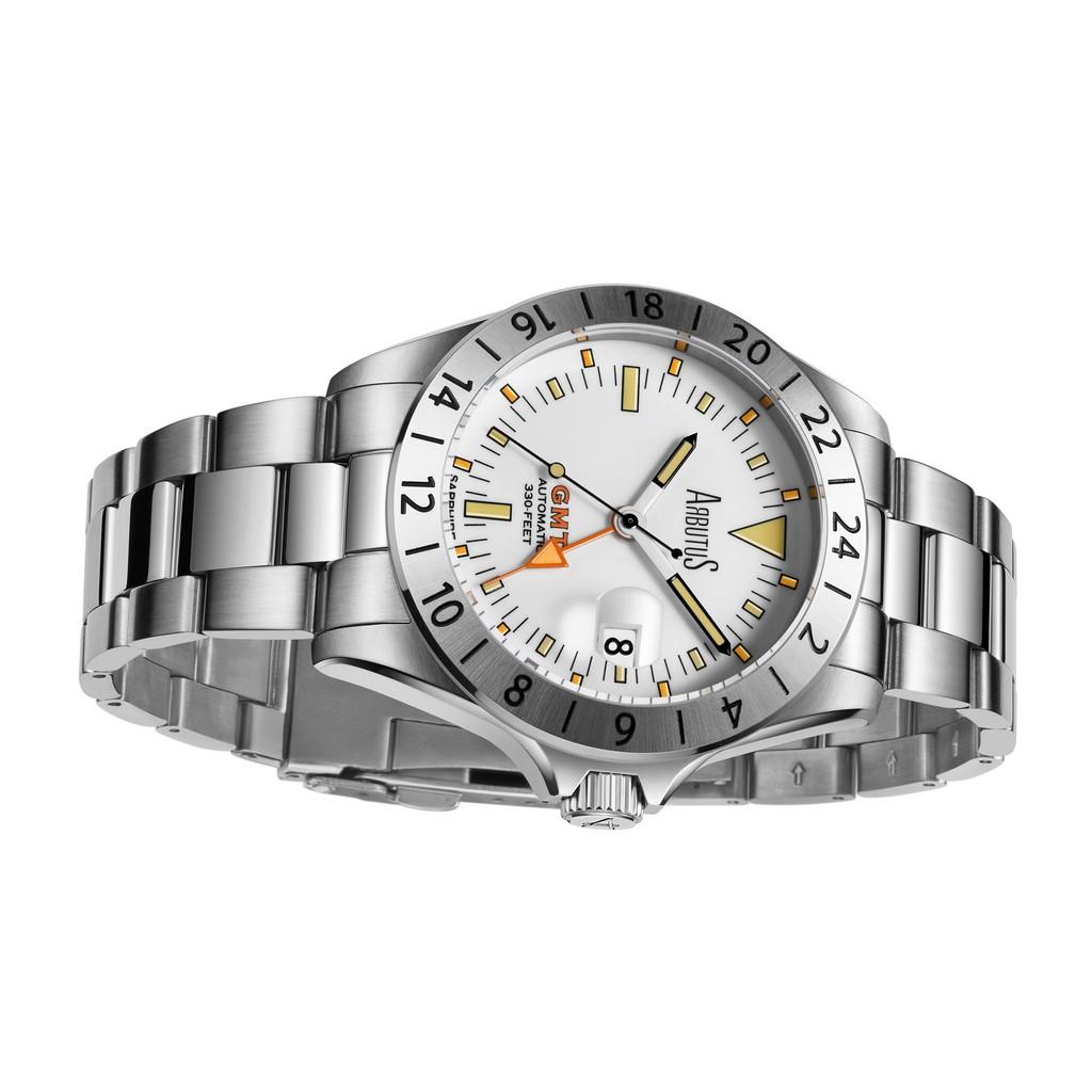 Arbutus Limited Edition GMT rustfritt stål hvit skive automatisk AR9922SWS 100M herreklokke