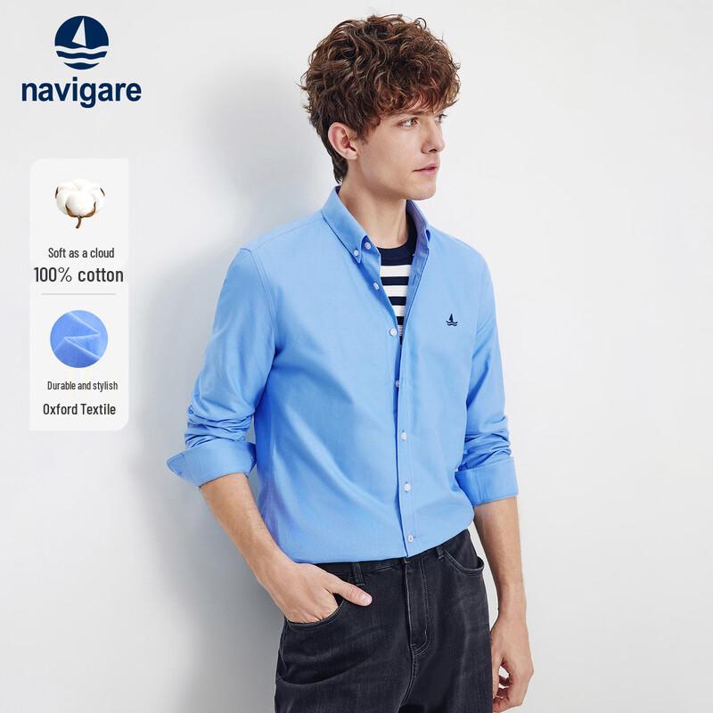 Navigare Men's Casual Oxford Long Sleeve Shirt