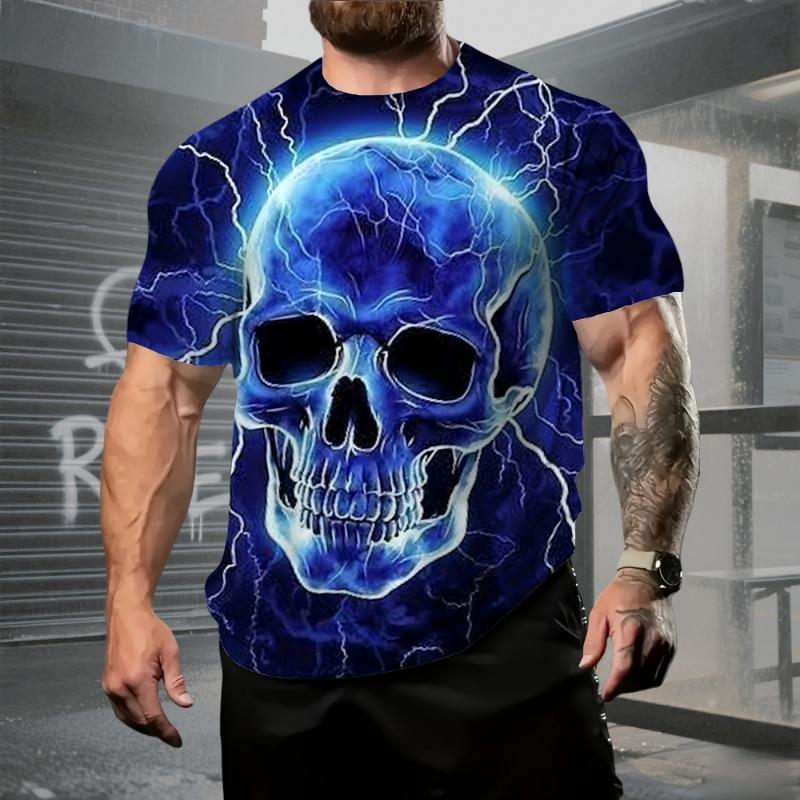 Retro Skull 3D Printed T-Shirt Hip Hop Men's Horror Skull Print T-Shirt Oversized T-Shirt Men Summer