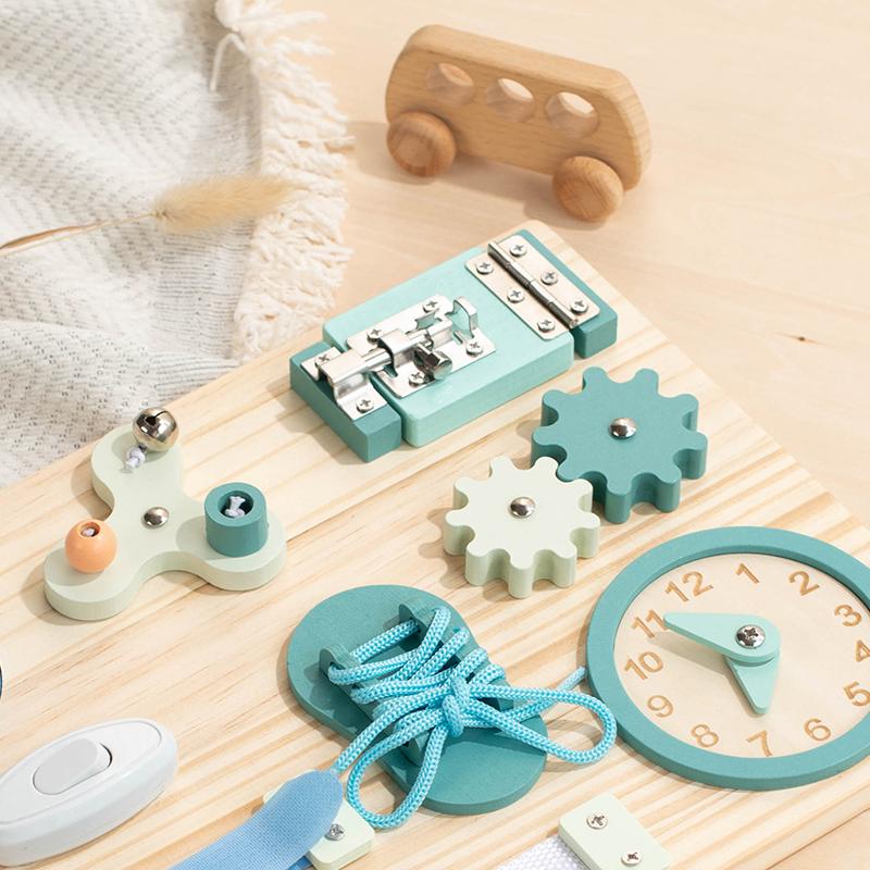 Montessori Busy Board DIY Kids Intelligent Learning Toys Sensory Analog Activity Busy Board for Kids Toddler