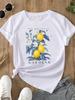 (Asian Size) sweet plant flower Print O-neck Short Sleeve T-shirts Fashion  Casual Women's Top T Female Clothing  Graphic Tee