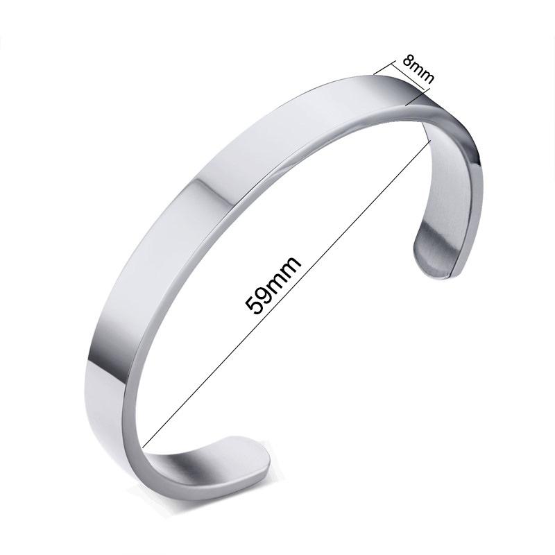 Vnox Kundenspezifisches Basic Klassisches Armreif für Herren Damen Glänzender Edelstahl Schlichter Manschettenarmreif Personalisierter Name Geburtstagsgeschenk