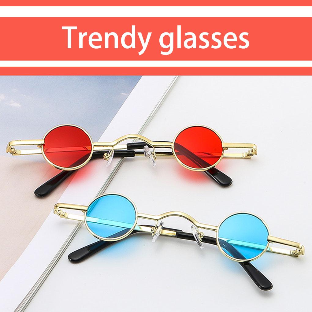 Sunglasses Sunproof Electroplated HD Round Frame Vintage Replacement Stylish Fashionable Decorative Eyewear Eyeglasses