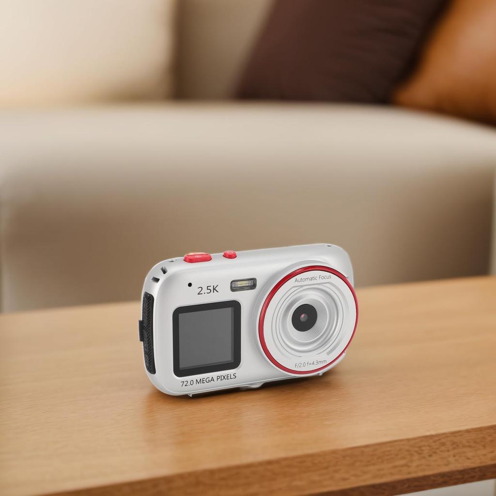 Compact Digital Camera with 2.5K 72MP Photos, 1520P Video Recording, Autofocus Lens, 16X Digital Zoom, MP3 Function, 750mAh Rechargeable Battery,