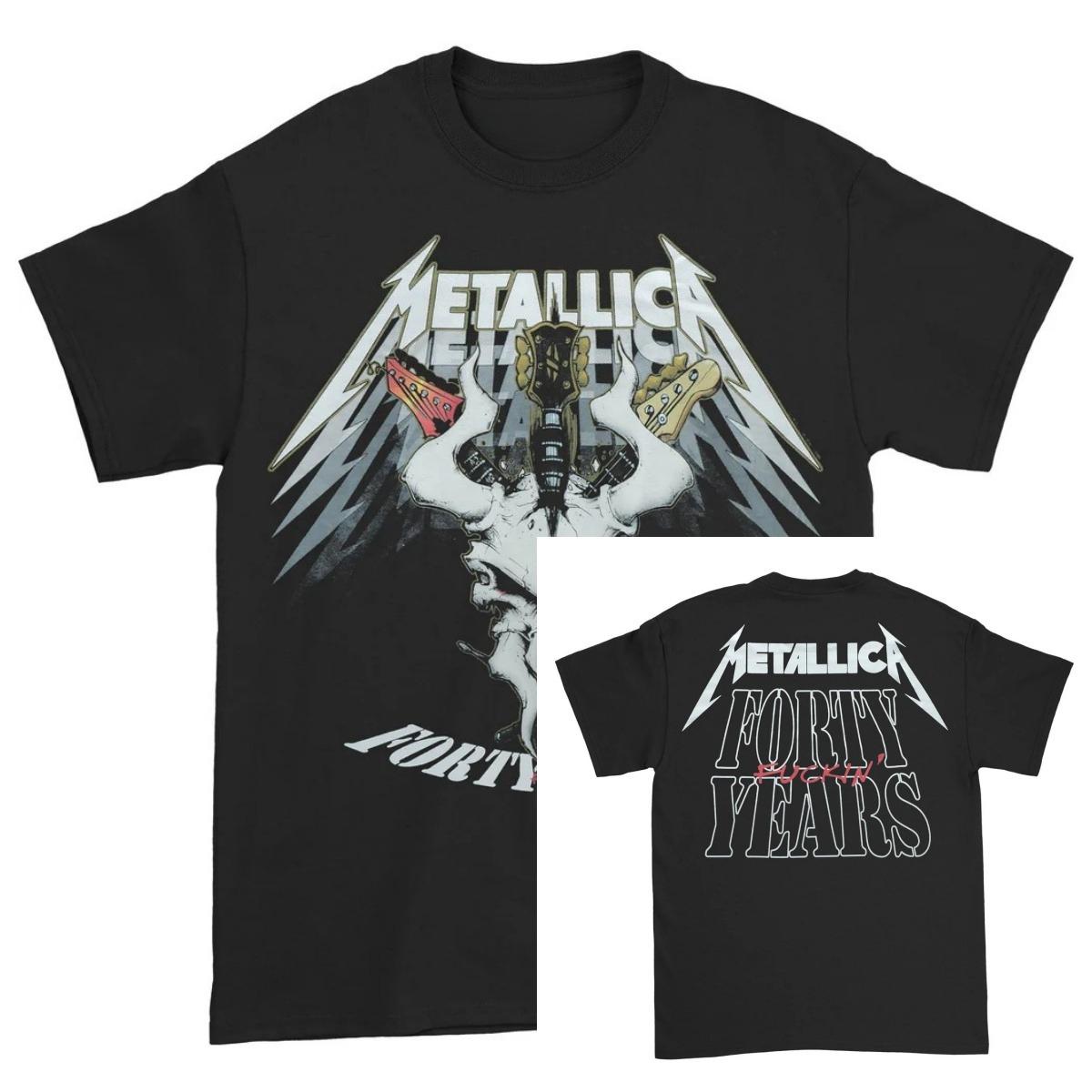 Metallica 40-летие Сорок лет (Назад Печать) Приталенная рубашка Высококлассная роскошь для мужчин и женщин Топ Y2k 2026 Лето 4XL