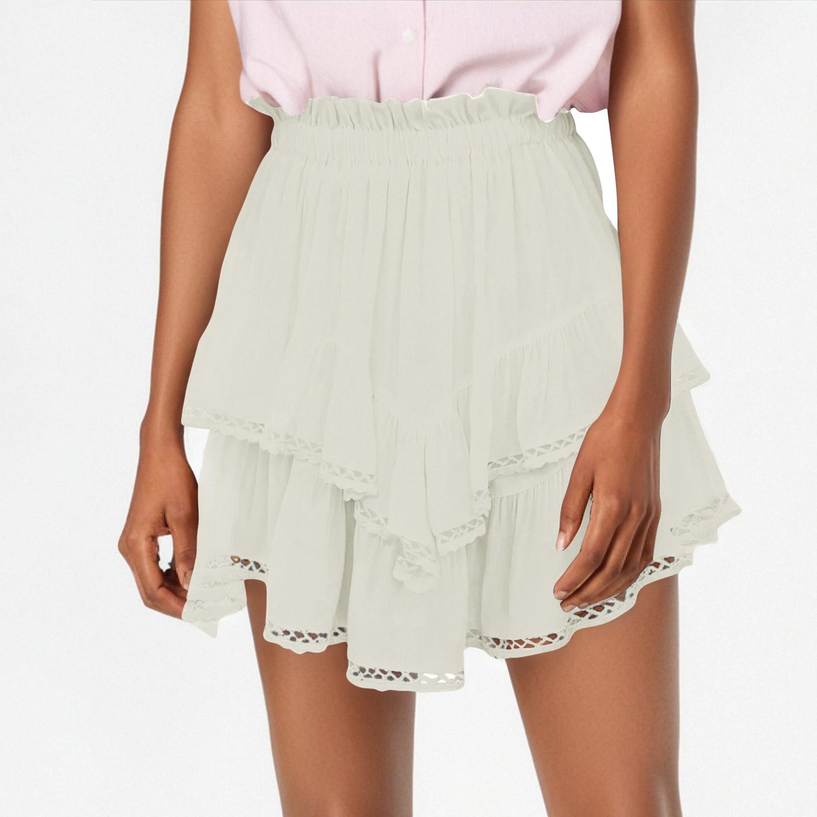 

Женская Повседневная Бохо Плиссированная Юбка с Высокой Талией Гольф Теннис Торт Юбка L бежевый