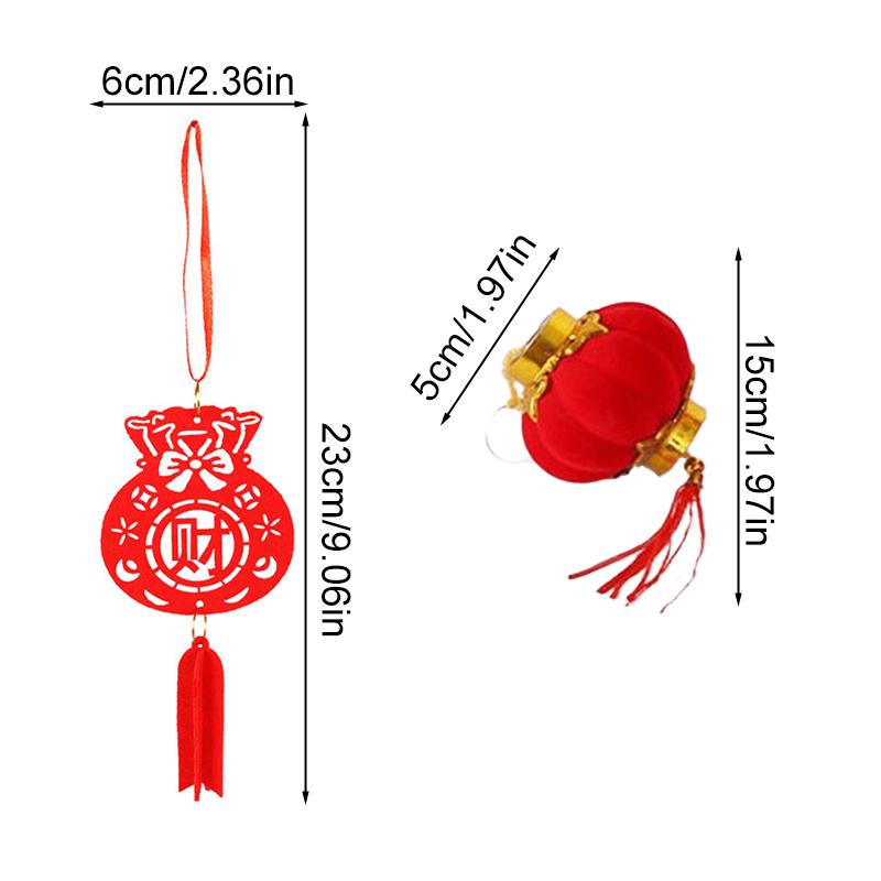 20Pcs/Pack Festival Party Decor Scene Layout Supplies Red Lanterns Mini Flocking Chinese New Year Bonsai DIY New Year Pendant