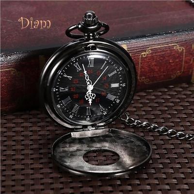 HARA Vintage römische Ziffern Steampunk Quarz Taschenuhr mit Kette Geschenke