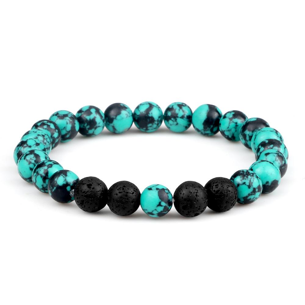 

Браслет на расстоянии для женщин и пар, 8 мм, натуральный вулканический камень, черный матовый синий бирюзовый бисерный камень, браслеты, мужские украшения