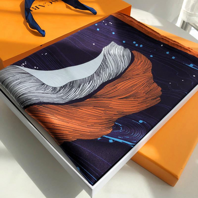 Шелковый платок Silk Lily Шелковый женский весенне-осенний квадратный платок Платок-шаль из шелка тутового дерева Тонкий геометрический узор