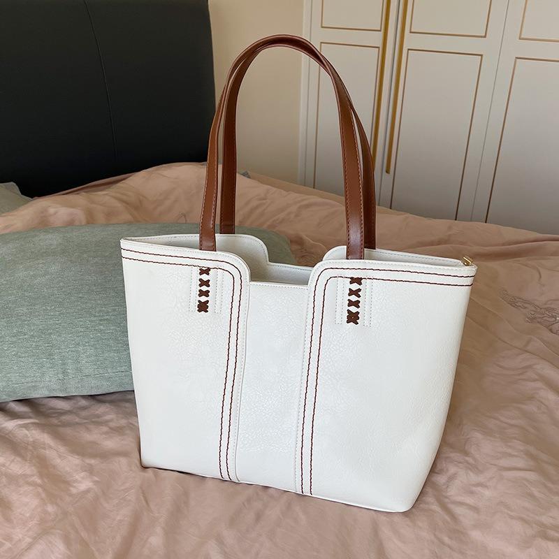 Korean Style New Fashion Stylish and Personalized Tote Bag Retro Shoulder Handbag Commuter Large Capacity Bag for Women