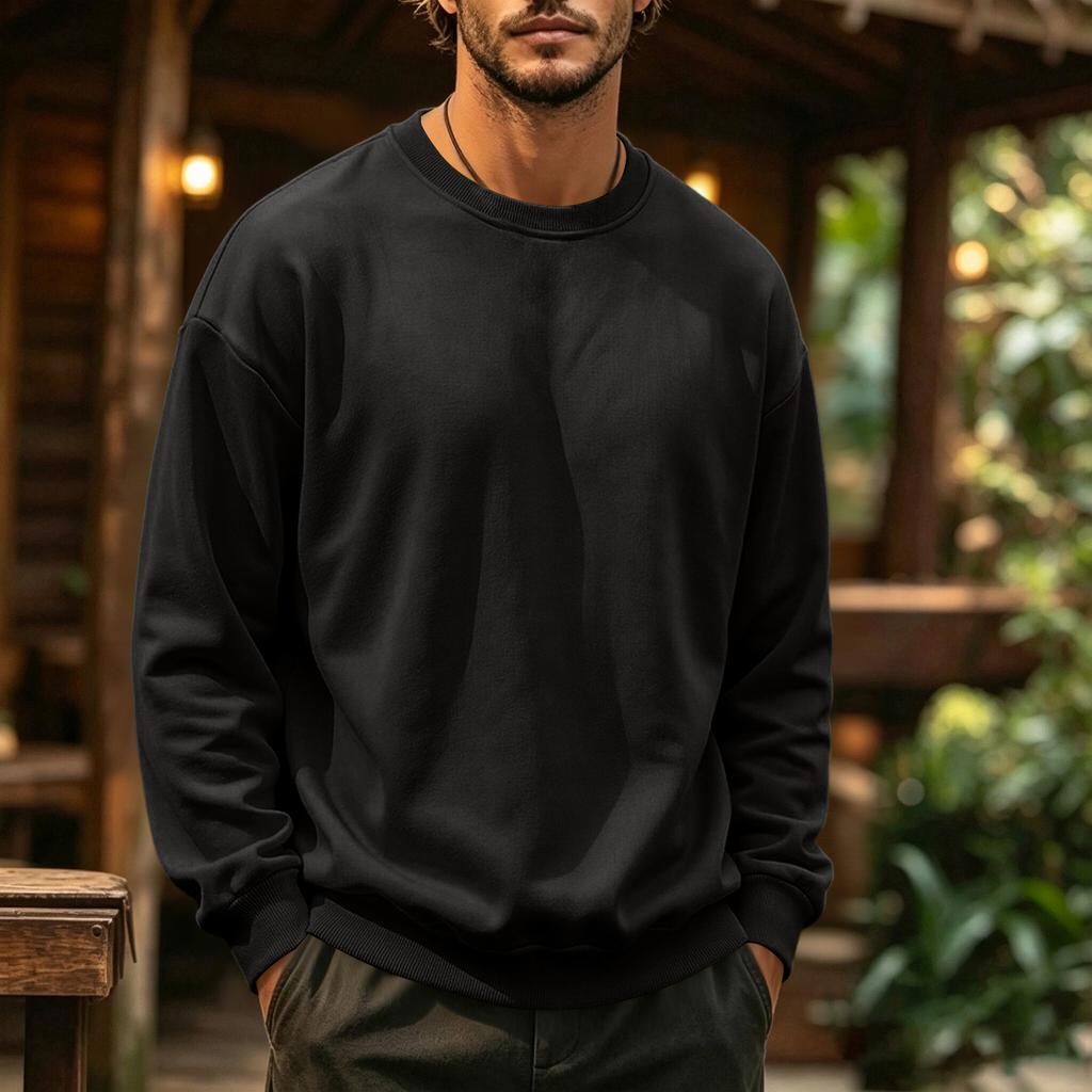 Men's Neck Sweatshirt Color Casual Pullover