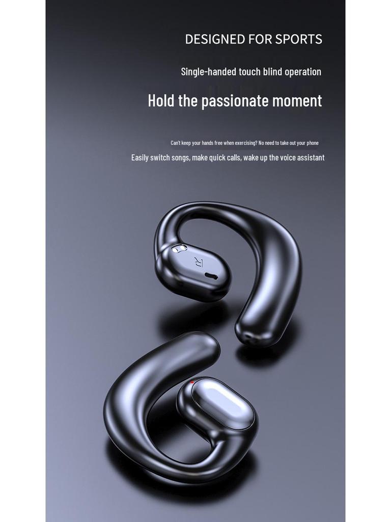New Bone Conduction Bluetooth Sports Earphones with Dual Ear, Non-In-Ear Design, Digital Display, and Sweatproof.
