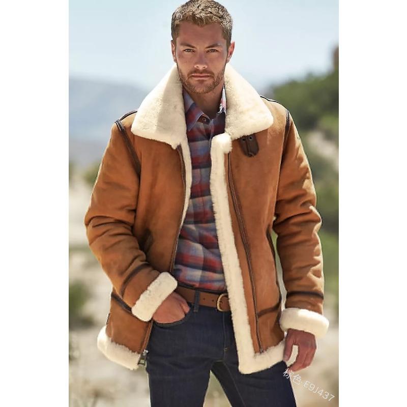 

Куртка мужская приталенная куртка с застежкой-молнией и лацканами Зимнее теплое пальто с длинными рукавами L