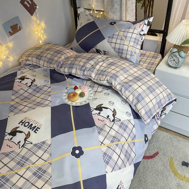 Łóżko z kreskówek Trzyczęściowy zestaw Śliczna poszwa na kołdrę Prześcieradła dla dzieci Pościel w akademiku