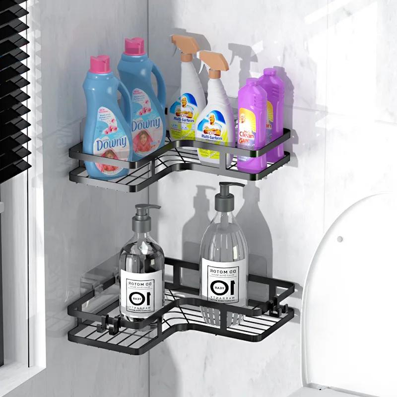 Półka łazienkowa bez gwoździ Półka narożna prysznicowa Aluminiowa półka na szampon Przechowywanie artykułów prysznicowych Akcesoria łazienkowe Półki łazienkowe
