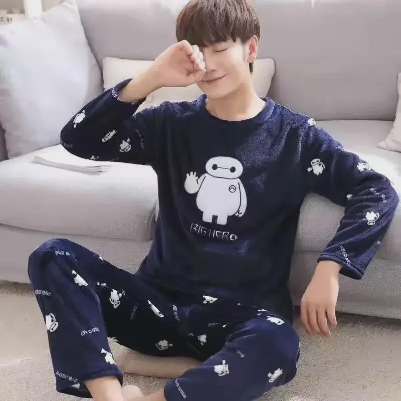 Herren Dicke Korallenfleece Pyjamas - Winter Flanell Hausanzug