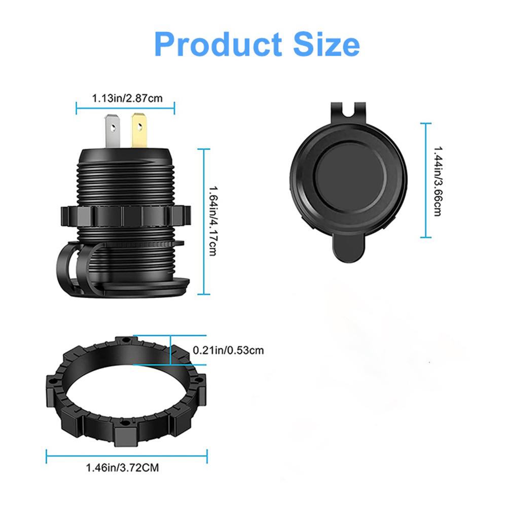 65W QC3.0 USB PD Car Charger Socket Waterproof Fast Charge Adapter with ON/Off Switch for Car Motorcycle Boat Marine