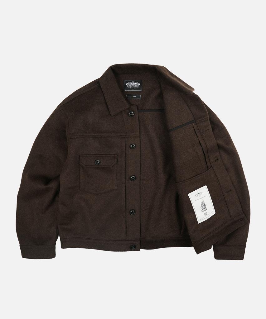 FRIZMWORKS Solid Wool Trucker Jacket _ Brown