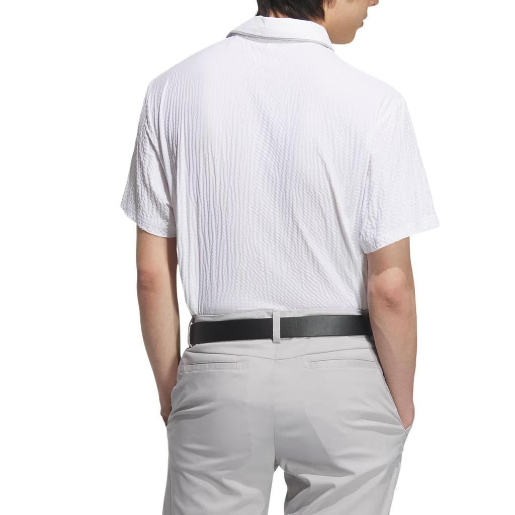 adidas Seersucker Rahat Moda Basit Çok Yönlü Kısa Kollu Polo Yaka Erkek Üst Beyaz JE7149