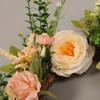 QX2E 15.7" Artificial Rose Wreath Front Door Decorations 40cm Wreath with Hydrangea & Green Leaves Wreath for Wall Decor