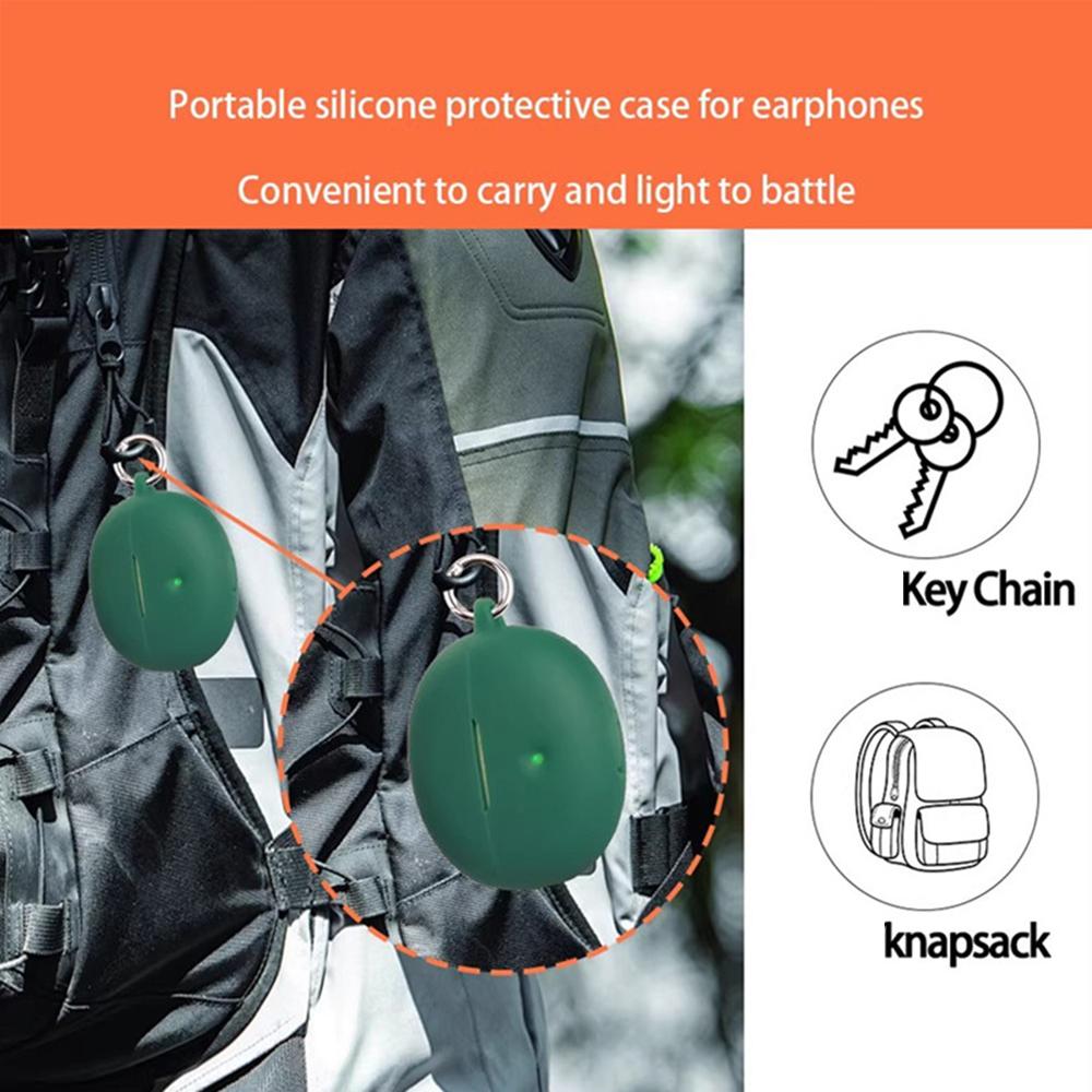 For QCY Crossky C50 Silicone Case Wireless Earphones Protective Cover with Anti-Lost Buckle