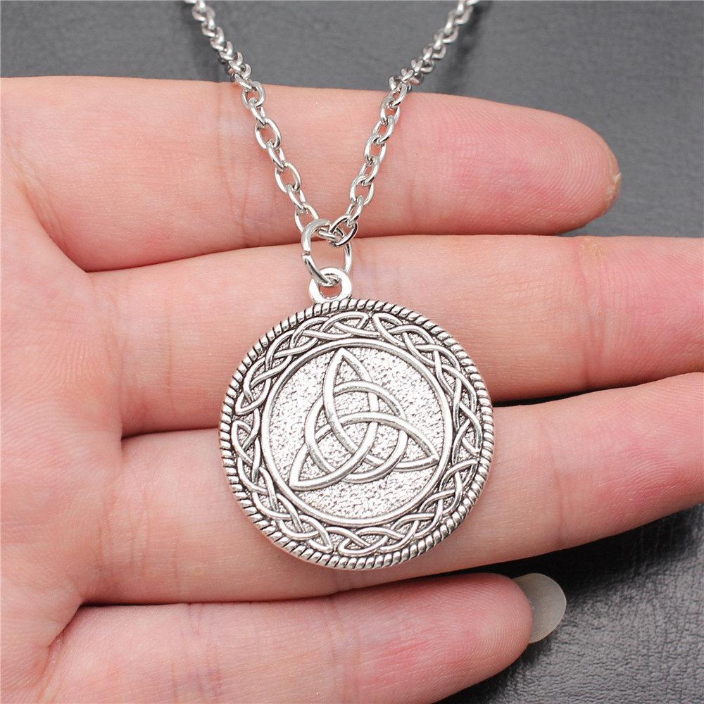 Celtic Symbols Hexagrams Mystical Amulet Pendant Antique Bronze Metal Daughter Collar Necklace Handmade