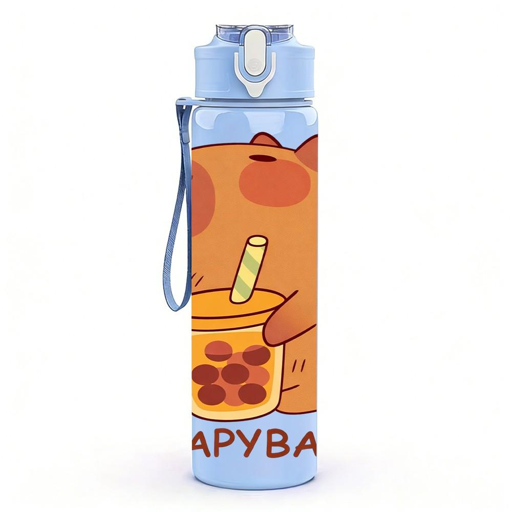 1PC Capybara Drink Beverage Cute Cartoon 750ml Color Plastic Sports Water Bottle Leakproof Flip Straw Lid Suitable for Sports Office Home Use