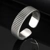 Vnox 5.7mm Woven Textured Open Ring for Men Boys, Adjustable Simple Metal Finger Band, Vintage Male Jewelry