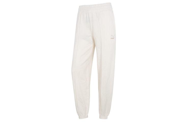 PUMA CLASSICS Knitted Sweatpants Women s White Moderate Cuffed Pants 673628-99 XL