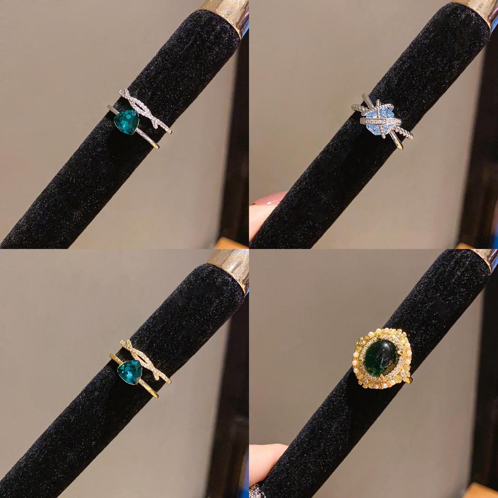 Geometric Zircon Flower Oval Fashion Open Ring For Women