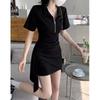 Women's Summer 2026 Irregular Design Polo Collar A-line Skirt