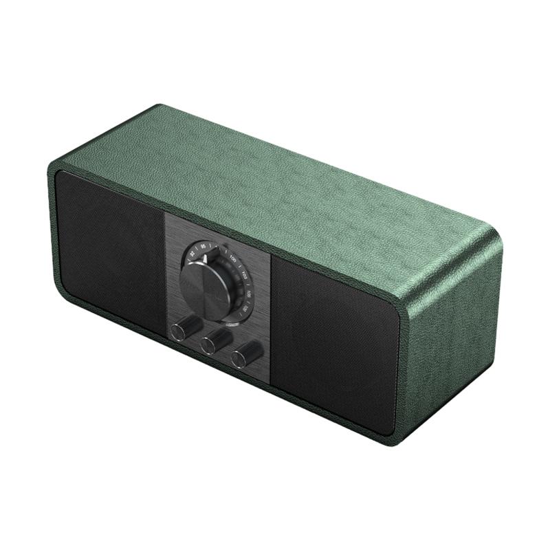 

JY82 Wireless Stereo Retro Speaker Portable Bluetooth-compatible Vintage Speaker Support TF/U-Disk/AUX Leather Green