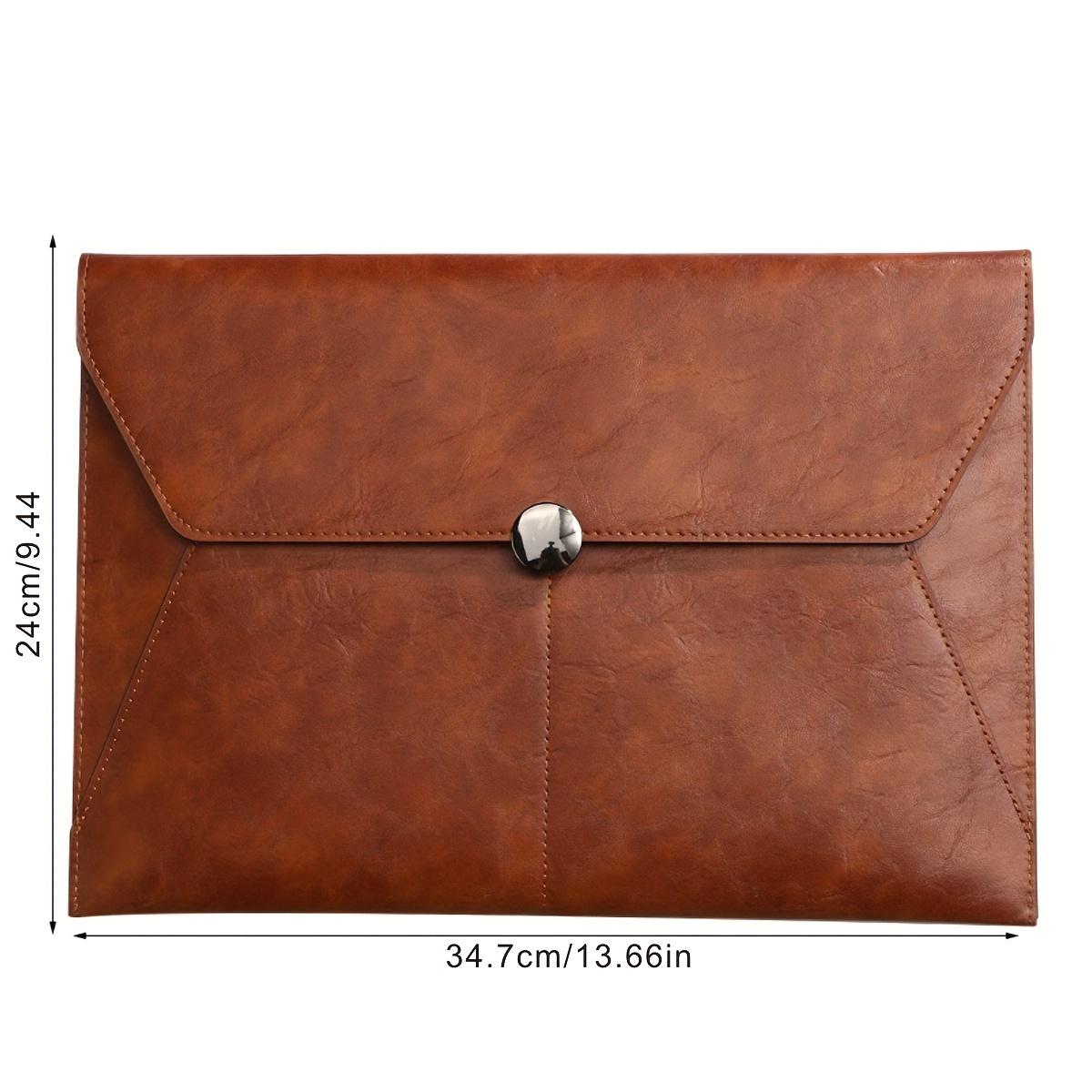 1 шт. Искусственная синтетическая кожаная сумка для документов, Папка для файлов формата А4 с застежкой-кнопкой и прочной ручкой, Сумка для хранения школьных и офисных принадлежностей коричневый