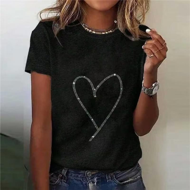 

Летний топ с круглым вырезом и принтом 3D Love, модные повседневные женские футболки с короткими рукавами XS