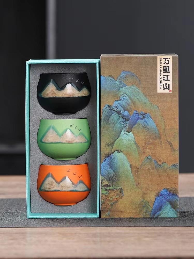 Hand-painted Wanli Jiangshan tea tasting cup ceramic teacup tea set Japanese dragon egg cup kung fu single cup master cup drinking tea bowl