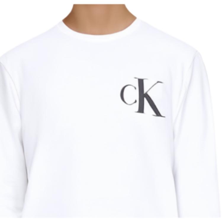 Calvin Klein Ss23 Solid Color Round Neck Long Sleeve T-Shirt Men Tops White 40HM826-540