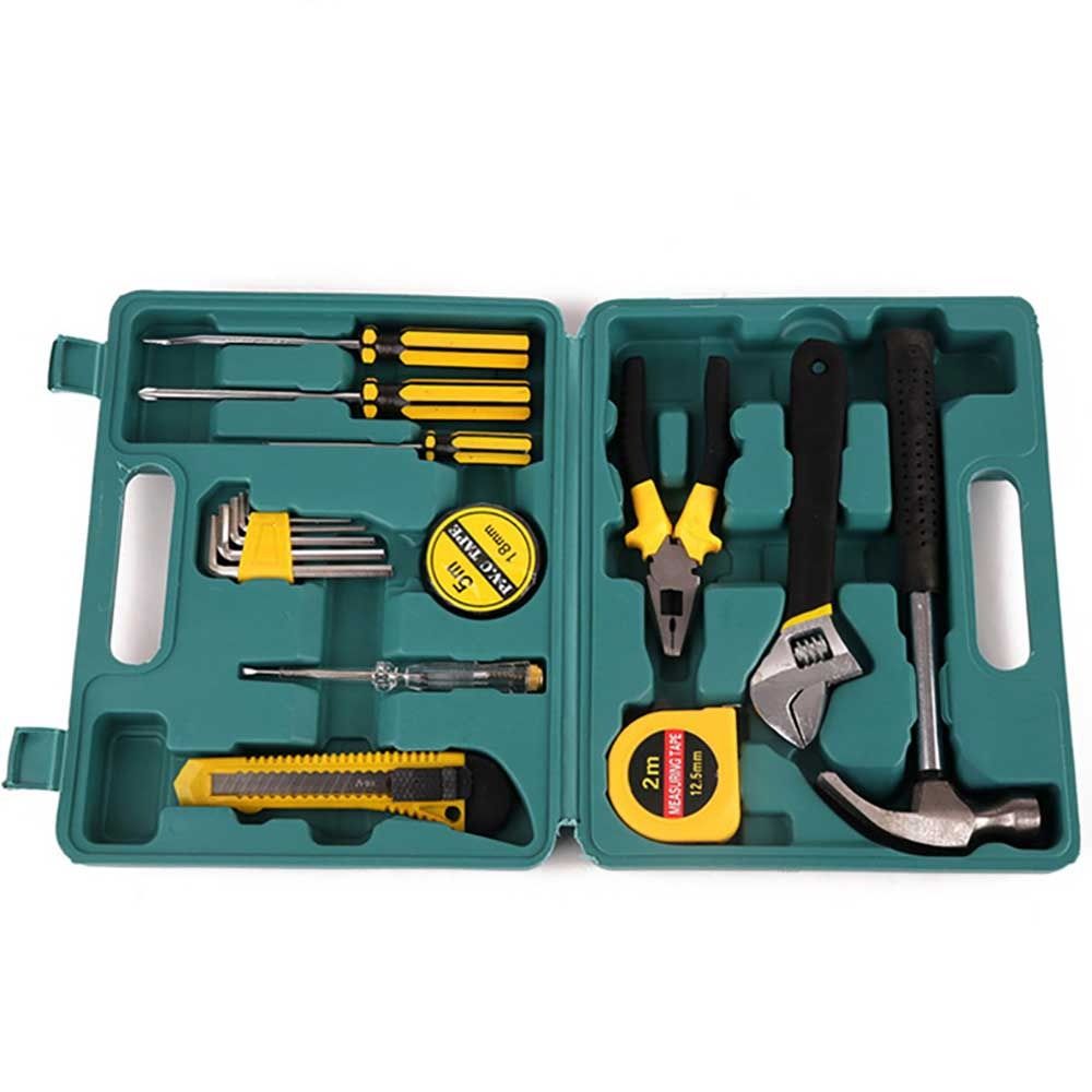 Emergency 12/16 Pcs Tools Set Household Compact Hand Tool Kit Professional Plastic Toolbox Toolbox Storage Case Car Repair