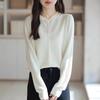 Doll collar pullover long-sleeved knitted sweater loose casual age-reducing women's fashion fake cardigan lapel collar multi-button top