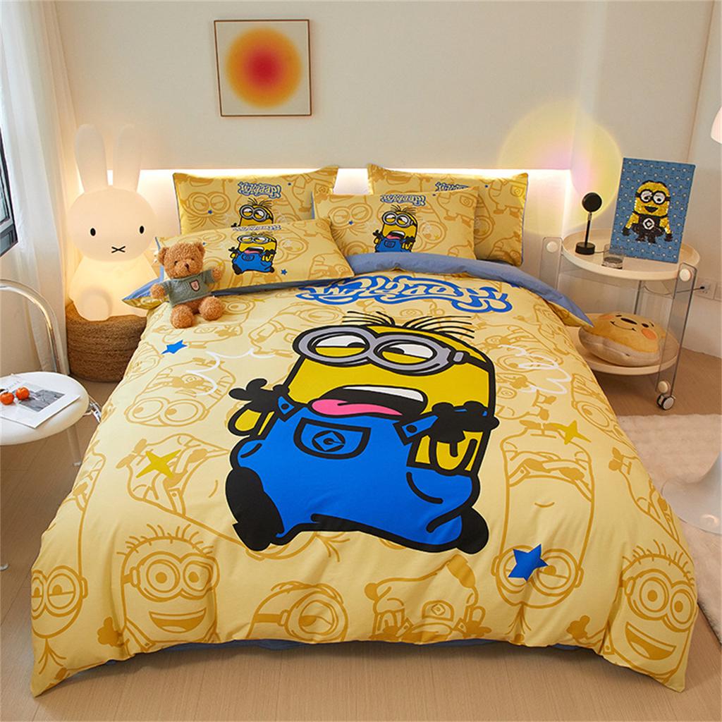 3D M-Minions Wallpaper Anime Digital Printing Bedding Set, Duvet Cover And Pillowcases 75*50 For Adult And Children Luxury Gift