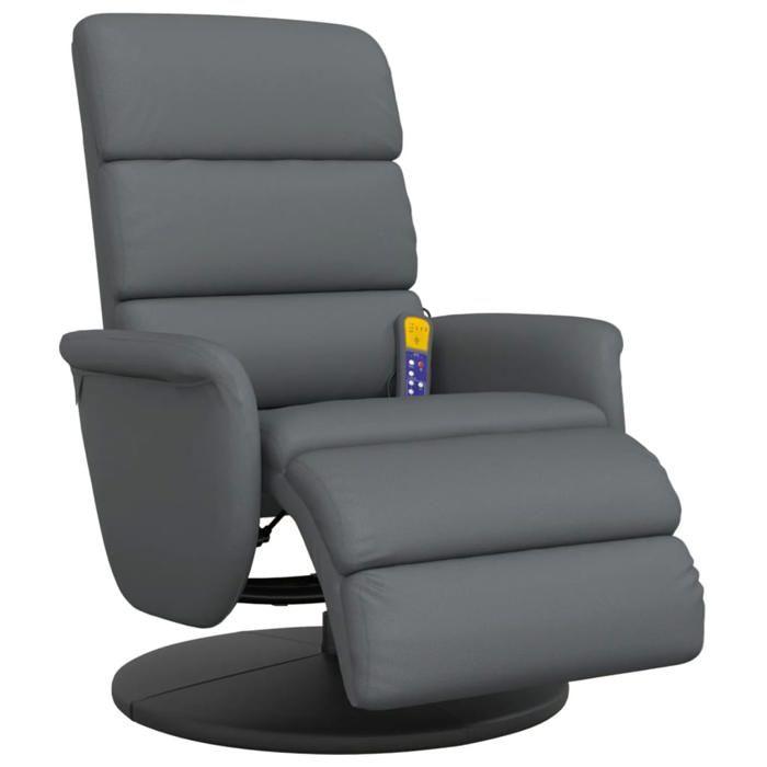VidaXL Reclining Massage Armchair Footrest Grey Faux Leather 356727