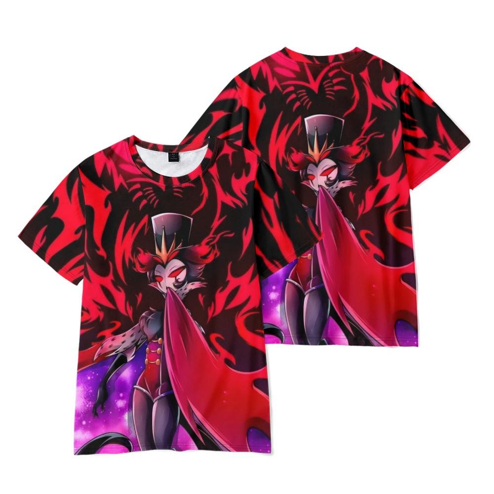 

Funny Cartoon Helluva Boss T Shirt Cool Men s Tshirt O Neck Casual Unisex Streetwear Anime Fashion Tee XXS вина червоного кольору