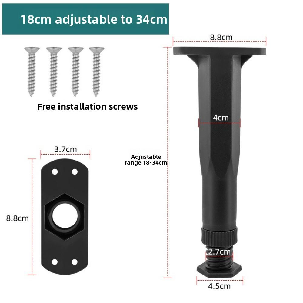 Adjustable Height Bed Frame Support Legs Heavy Duty Load-bearing Furniture Legs Black PP Bed Legs Replacement