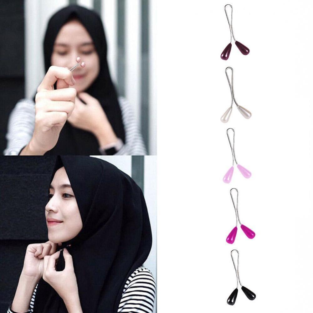 12 stk/parti Dråpeperler Pins Muslimsk Kvinners Sjal Skjerfklips Dame Skjerf Hijab For Kvinner Perlebrosje Pin Flerfarget Hijabklips