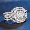 Trends 3Pcs Set Wedding Rings for Women Full Bling Iced Out Cubic Zirconia Crystal Rings Engage Fashion Luxury Jewelry