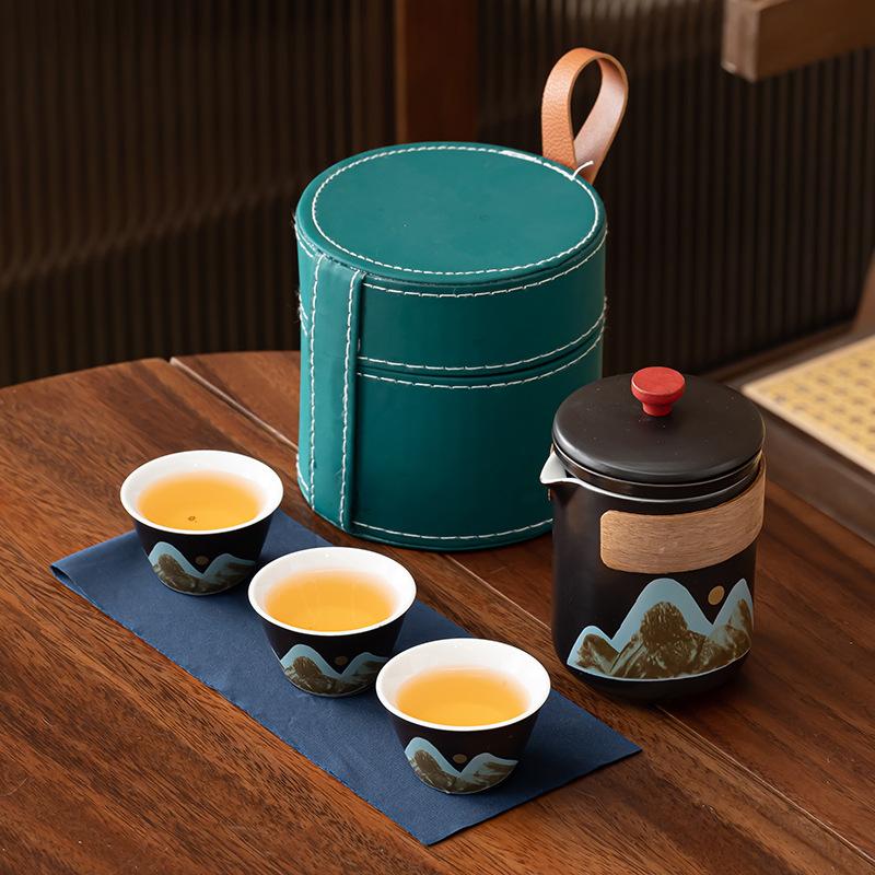 Portable Travel Tea Set Outdoor Kung Fu Tea Set Tea Pot Kuaike Cup Business Gift Gift
