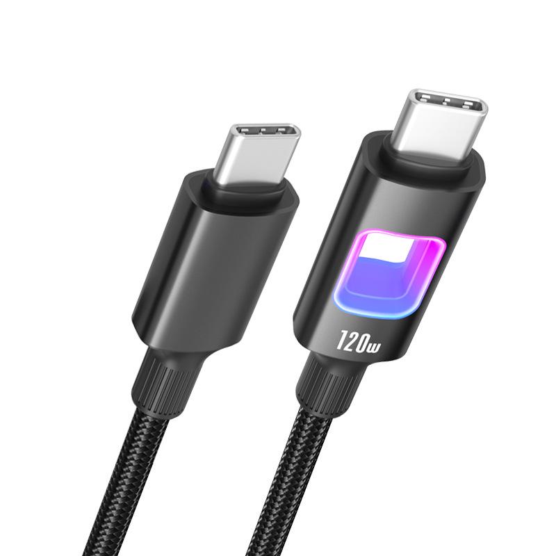 RGB 120W Fast Charging Dual Type-C Cable for Apple & Huawei Car Chargers