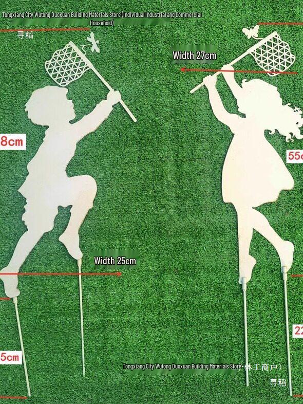 Wrought Iron Silhouette Garden Figures: Outdoor Lawn and Courtyard Decorations