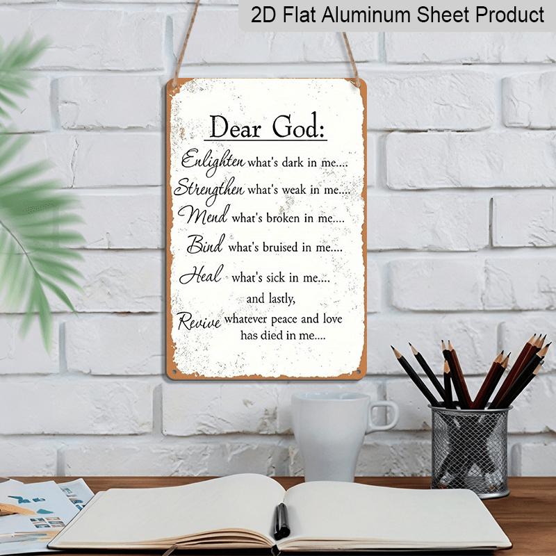 2D Flach, 1 Stück Vintage "Lieber Gott" Gebets-Aluminiumschild - 8"x12" Rustikale Christliche & Spirituelle Heimdekoration, Religiöse Heilungs-Wandkunst, Perfektes Geschenk für