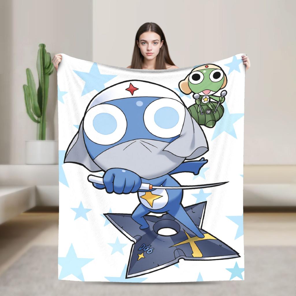 Classic Comedy Anime Keroros Frog Blanket  Travel Flannel Throw Blanket For Couch Chair Super Soft Design Quality Bedspread Gift